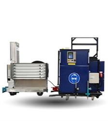 Pipe rail UV exposure trolley with automatic path displacement trolley